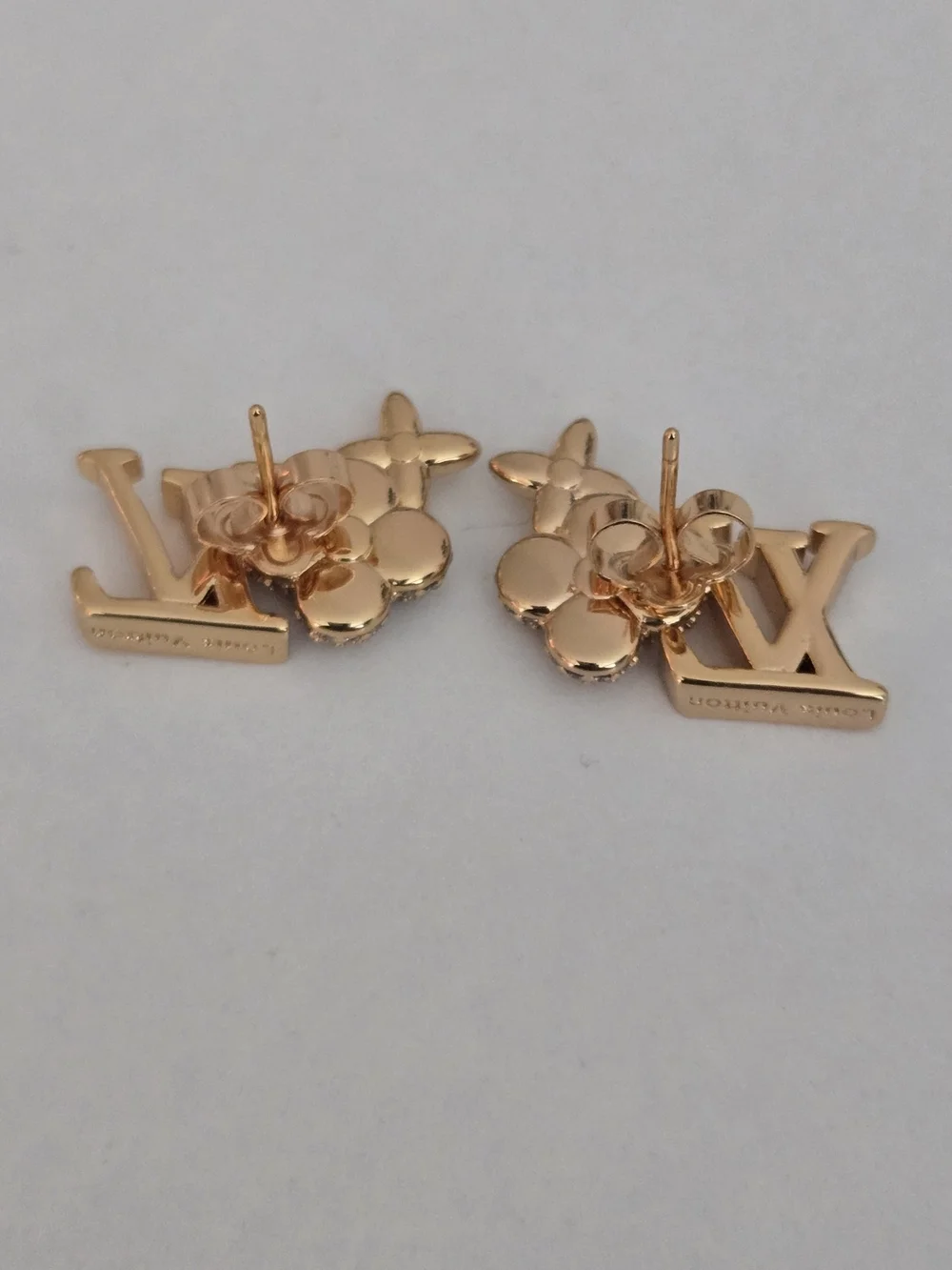 Louis Vuitton Rose Gold LV Crystal Flower Stud Earrings